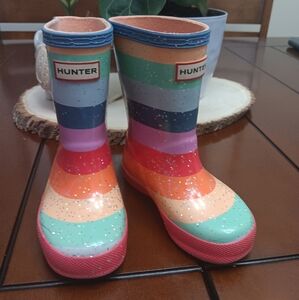 RARE Hunter Rainbow Glitter Boots Kids Size 7 G, 8 B Preowned